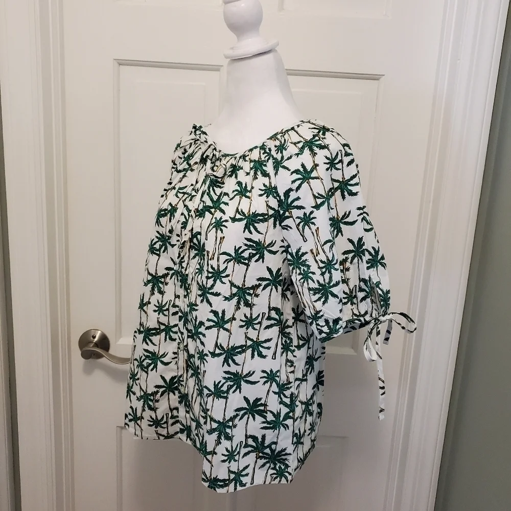 NWT J. CREW Button-Front Top w/Tie sleeves Size Small Ret. $79.50, Preppy, fun